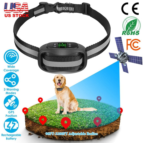 Wireless GPS Dog Fence Collar – Waterproof, Rechargeable, Adjustable Radius