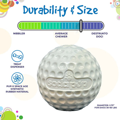 Golf Ball PUP-X Rubber eDispenser Treat Dispenser & Enrichment Toy